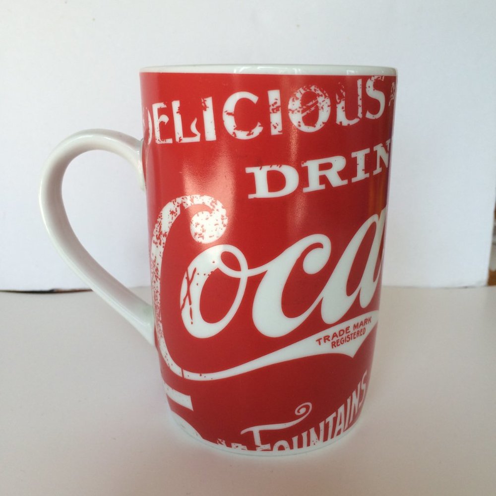 Coca Cola Coke Coffee Mug Red Ceramic White Lettering Collectible 12 oz